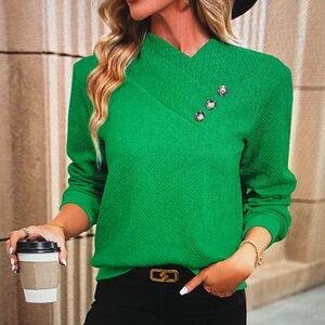 Gray Button-Detail Women's Sweater